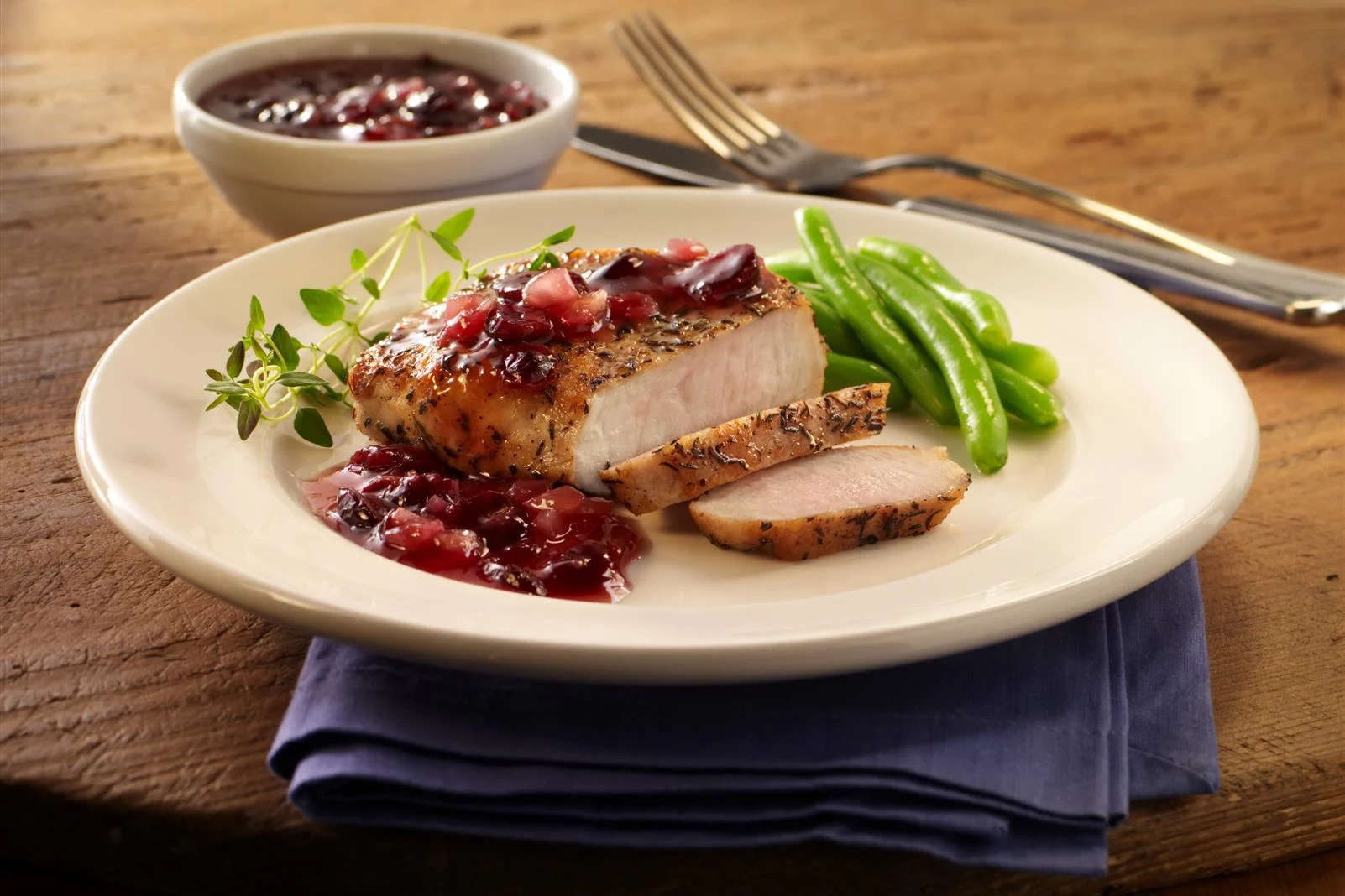 Poitrine de porc sauce cranberry myrtille